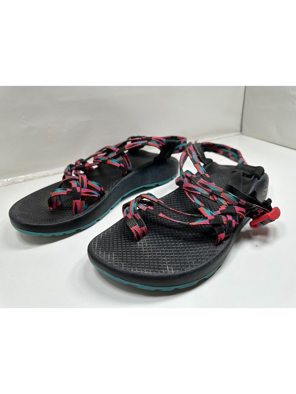 Chaco Women's Size W12 Black Pink Orange Teal Sport Sandals Summer Water